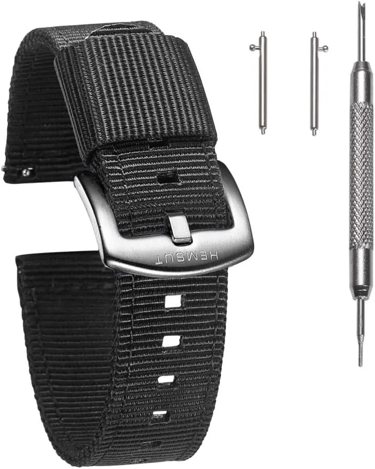 torbollo Quick Release Watch Khaki Bands, Hard 18mm Watch Band for Big Wrist, Quality Nylon Strap and Heavy Duty Brushed Buckle