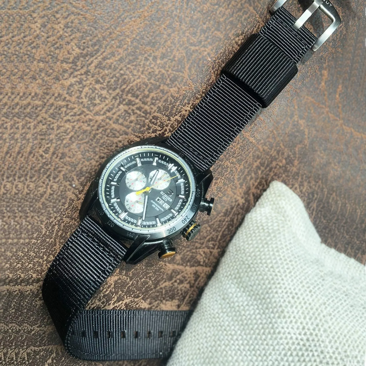 torbollo Quick Release Watch Khaki Bands, Hard 18mm Watch Band for Big Wrist, Quality Nylon Strap and Heavy Duty Brushed Buckle