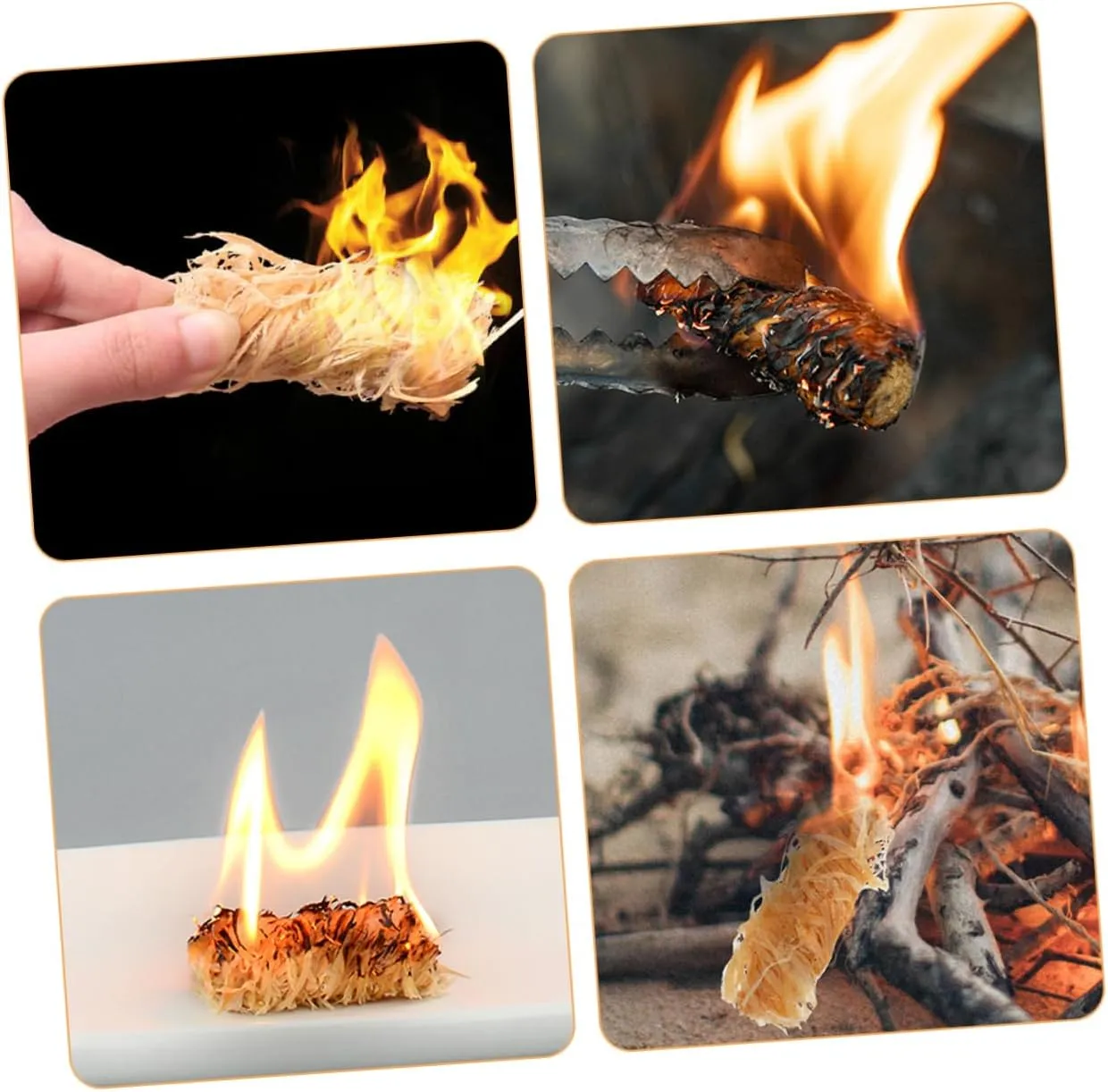 Totority 2sets Wool Roll Charcoal Natural Outdoor Log Sticks Fire Starter Grill Campfires Cooking Fire Lighter Practical Fire Lighter Lighters for Stove Burner 50pcs*2