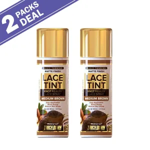 Touch Down Lace Tint Spray Knot Healer Matte Finish Waterproof 2.7oz (2 packs, Medium Brown)