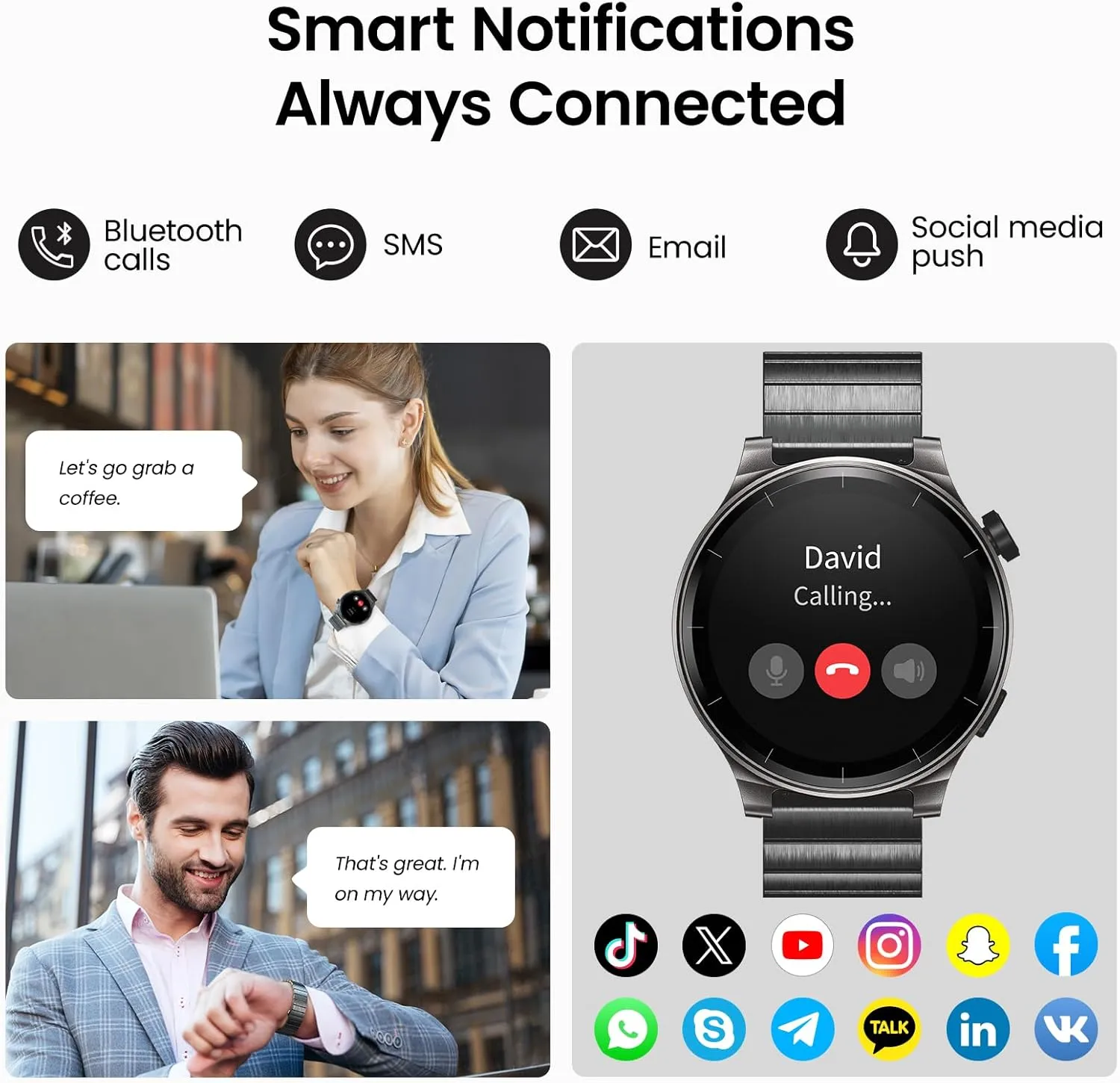 TOZO AMOLED S5 Smart Watch (Answer/Make Calls), 1.43" HD Screen for Men Women 100  Sport Modes Fitness Watchs with Sleep Monitor, IP68 Waterproof, Stainless Steel Band