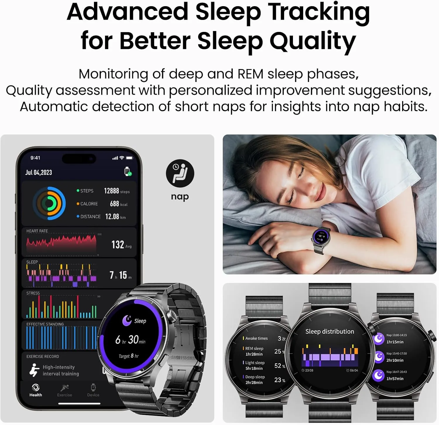 TOZO AMOLED S5 Smart Watch (Answer/Make Calls), 1.43" HD Screen for Men Women 100  Sport Modes Fitness Watchs with Sleep Monitor, IP68 Waterproof, Stainless Steel Band