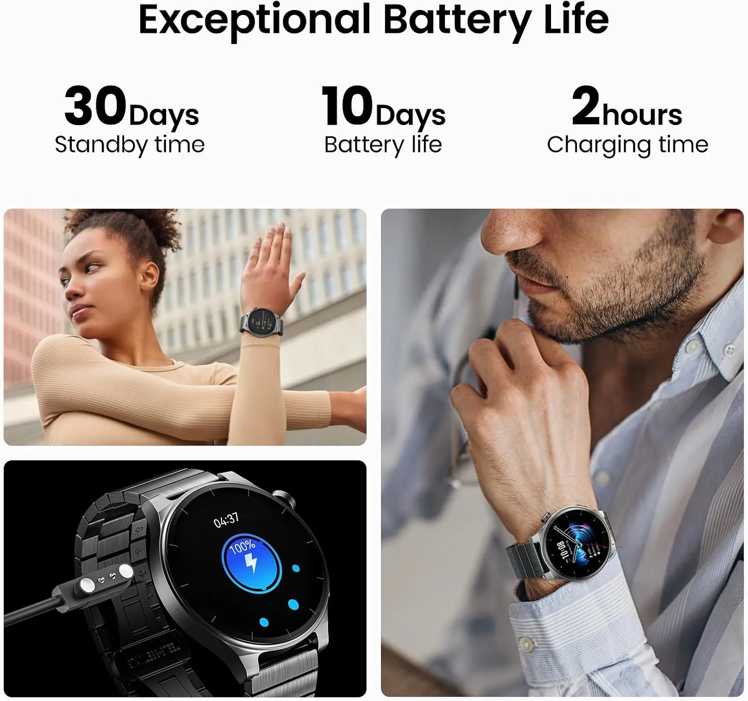 TOZO AMOLED S5 Smart Watch (Answer/Make Calls), 1.43" HD Screen for Men Women 100  Sport Modes Fitness Watchs with Sleep Monitor, IP68 Waterproof, Stainless Steel Band