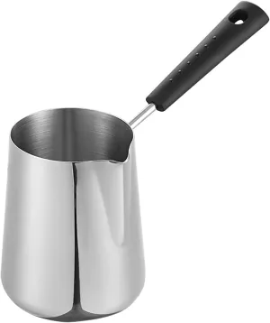Turkish Coffee Pot, Stainless Steel Milk and Coffee Warmer, Ibrik Cezve Arabic Briki Coffee Pot, Chocolate and Butter Melting Pot with Heat Resistant Handle, 33.82 OZ, 1000 ML