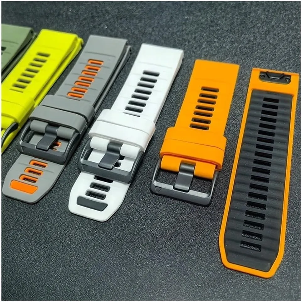 Two-Tone Sports Silicone Watch Band Fit for Garmin Fenix 8 E 7 Pro 47mm/MARQ 2/Forerunner 965 955 945/Descent G1