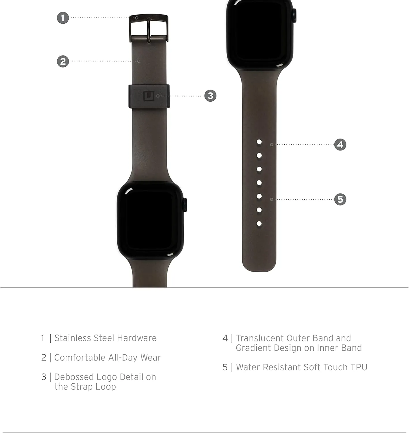 [U] by UAG Compatible with Apple Watch Band 49/46/45/44mm for iWatch Series Ultra 2/Ultra/4-10/SE 2/SE Lucent Replacement Strap