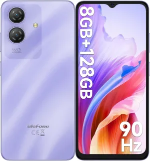 Ulefone Note 21 Unlocked Smartphone 128GB ROM 8GB/1TB SD, Android 14 Octa Core 6.56 Inch 90Hz HD , 13MP   8MP Camera 5000mAh, 4G Dual SIM Unlocked Cell Phone   Face ID GPS OTG- Purple Mobile Phone