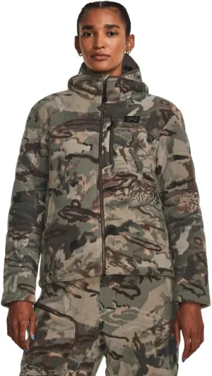 Under Armour Women's Rut Windproof Jacket | Silent Microfleece with Scent Control | Camo Jacket for Women | Sherpa Lining