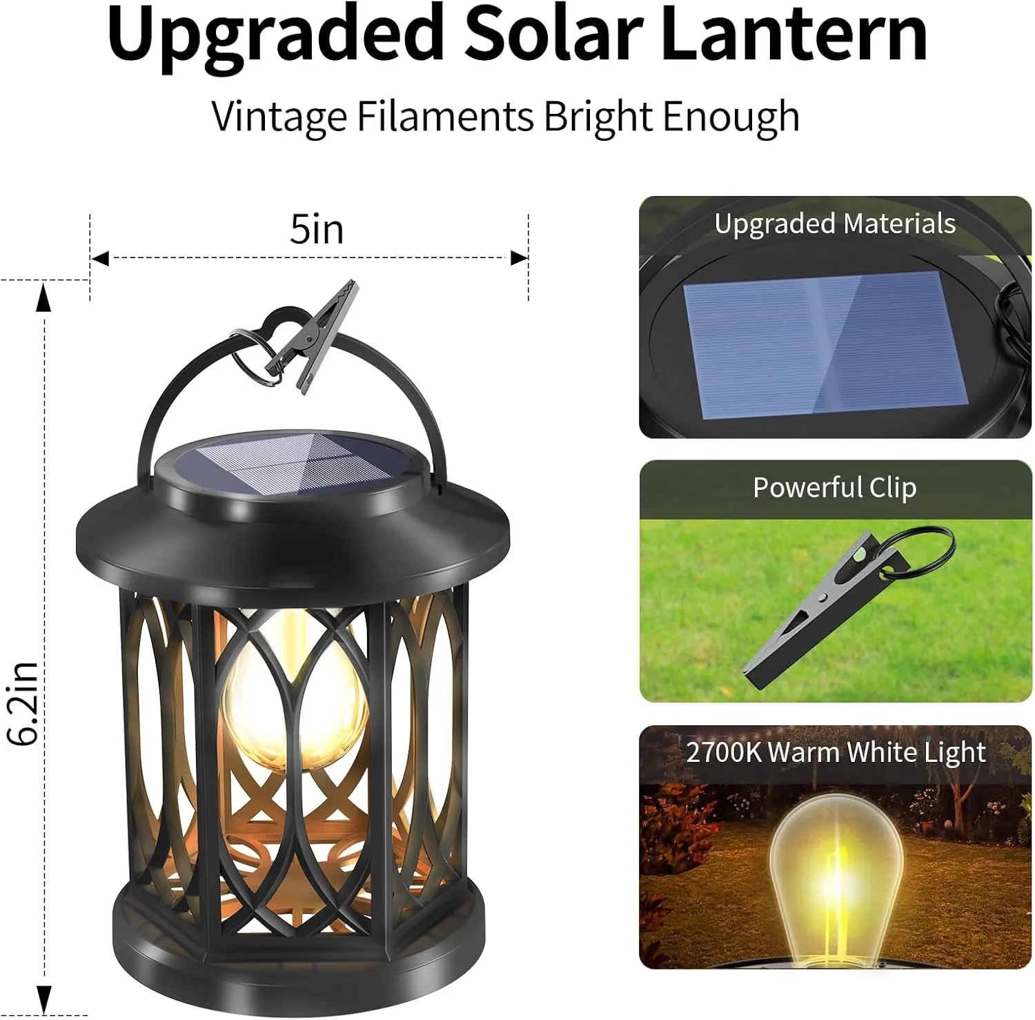 Upgrade Solar Lanterns Outdoor Waterproof,Solar Powered Lantern,Hanging Lantern Outdoor Decorative for Garden Pathway Yard (4 Packs)