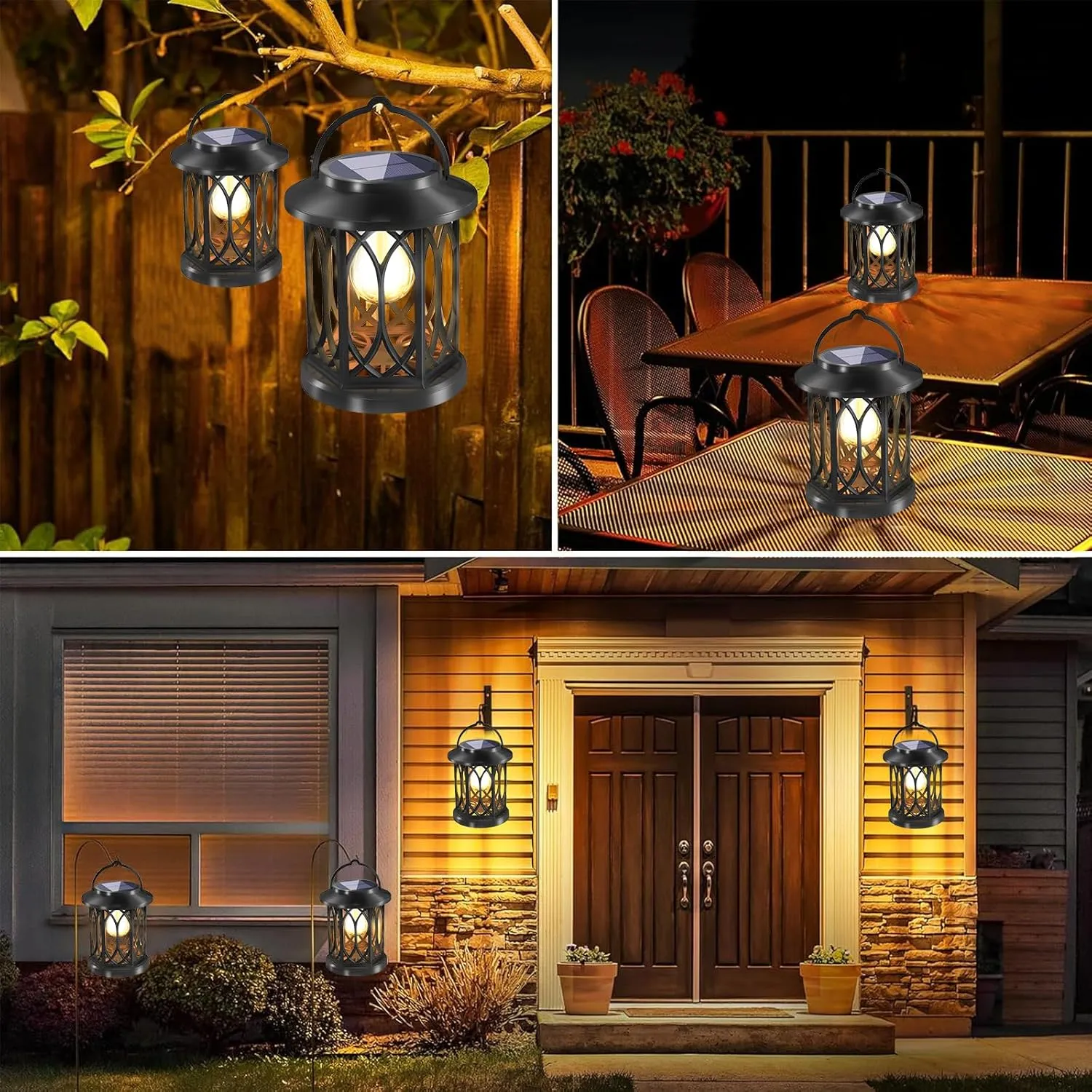 Upgrade Solar Lanterns Outdoor Waterproof,Solar Powered Lantern,Hanging Lantern Outdoor Decorative for Garden Pathway Yard (4 Packs)