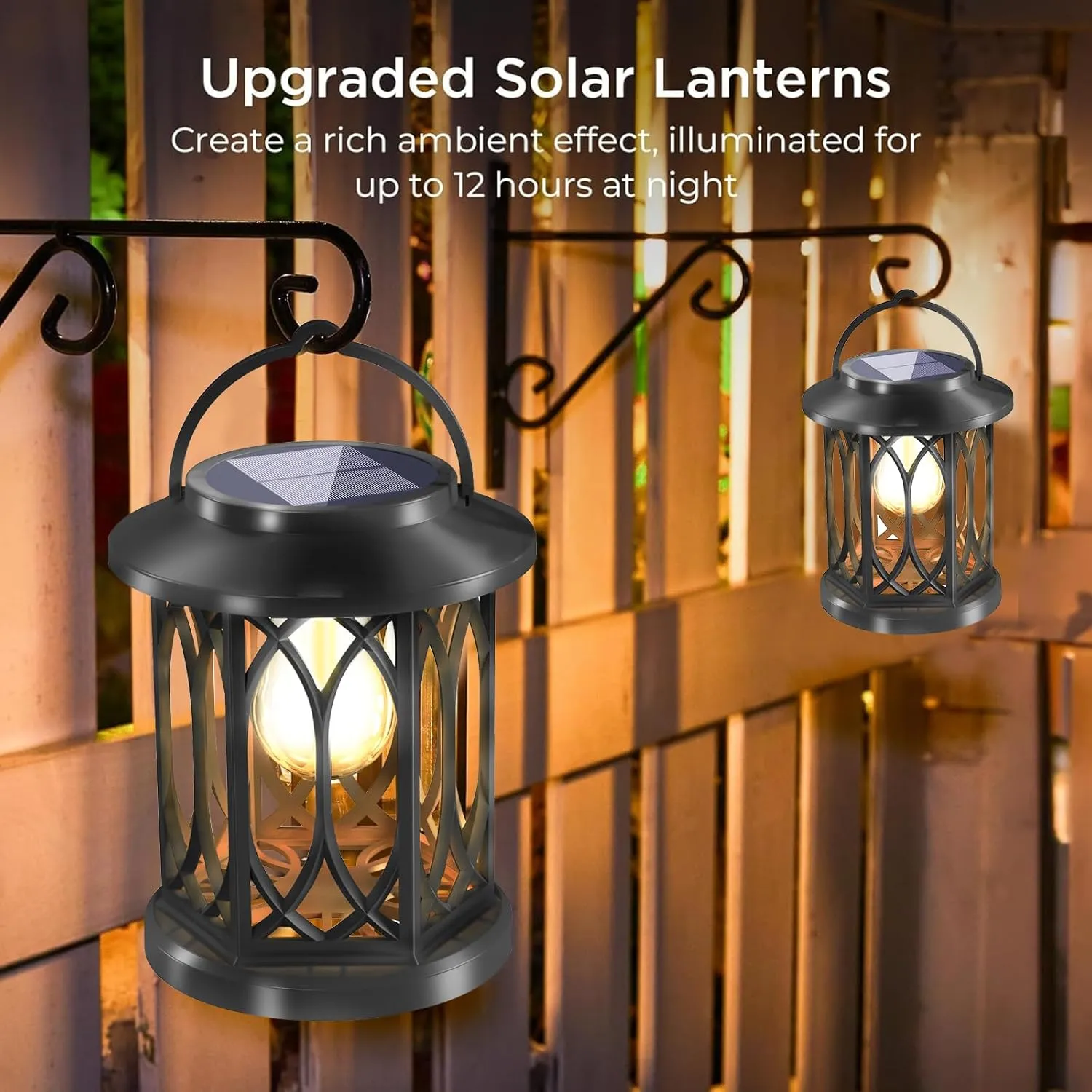 Upgrade Solar Lanterns Outdoor Waterproof,Solar Powered Lantern,Hanging Lantern Outdoor Decorative for Garden Pathway Yard (4 Packs)
