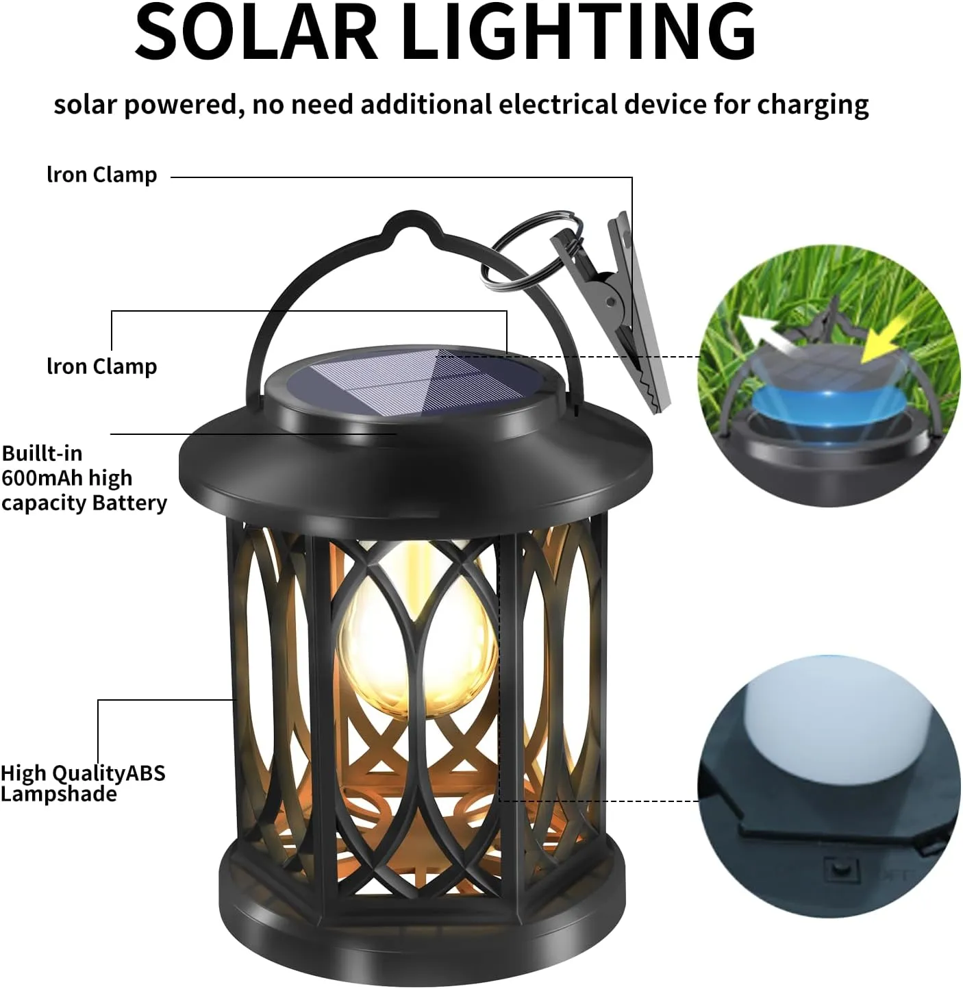 Upgrade Solar Lanterns Outdoor Waterproof,Solar Powered Lantern,Hanging Lantern Outdoor Decorative for Garden Pathway Yard (4 Packs)