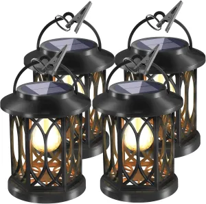 Upgrade Solar Lanterns Outdoor Waterproof,Solar Powered Lantern,Hanging Lantern Outdoor Decorative for Garden Pathway Yard (4 Packs)