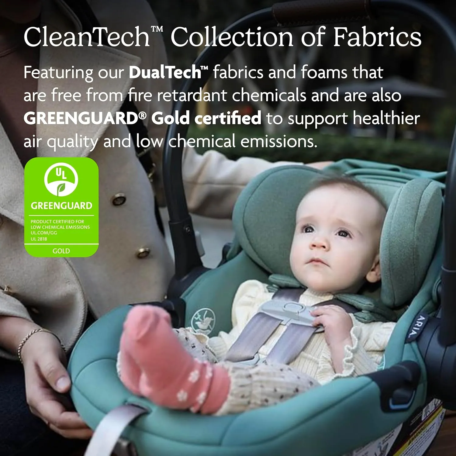 UPPAbaby Aria Lightweight Infant Car Seat/Just Under 6 lbs for Easy Portability/Base with Load Leg   Infant Insert Included/Direct Stroller Attachment/Declan (Oat Mélange/Chestnut Leather)