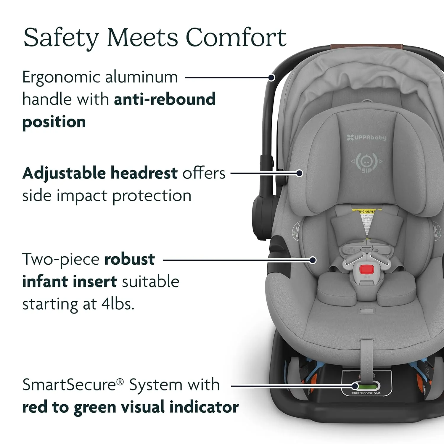 UPPAbaby Aria Lightweight Infant Car Seat/Just Under 6 lbs for Easy Portability/Base with Load Leg   Infant Insert Included/Direct Stroller Attachment/Declan (Oat Mélange/Chestnut Leather)