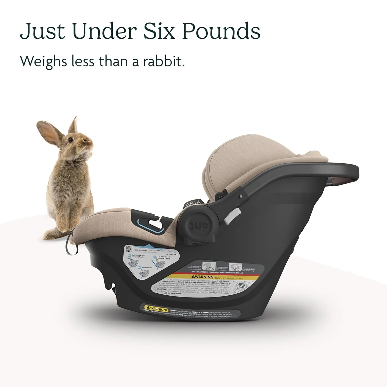 UPPAbaby Aria Lightweight Infant Car Seat/Just Under 6 lbs for Easy Portability/Base with Load Leg   Infant Insert Included/Direct Stroller Attachment/Declan (Oat Mélange/Chestnut Leather)