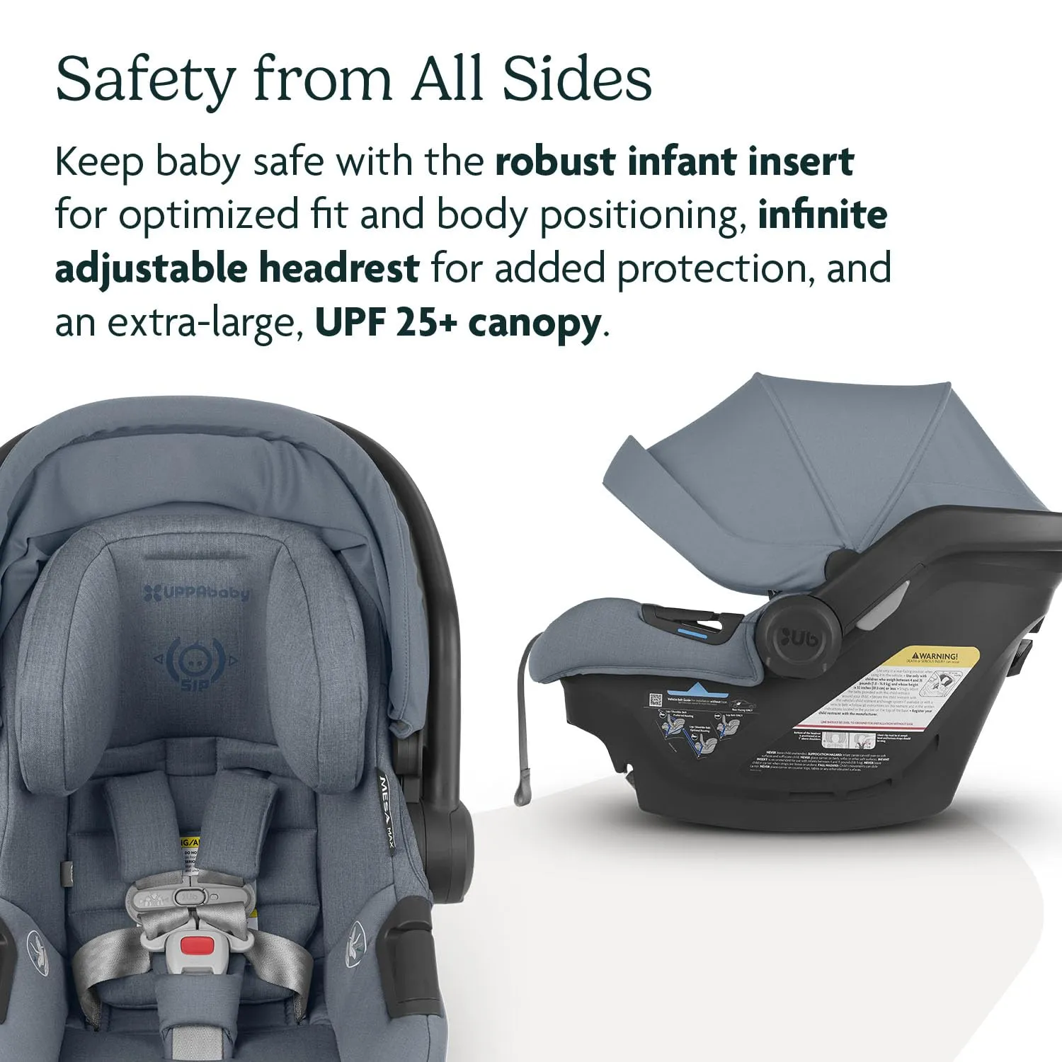 UPPAbaby Mesa Max Infant Car Seat/Base with Load Leg and Robust Infant Insert Included/Innovative Safety Features   Simple Installation/Direct Stroller Attachment/Gregory (Blue Mélange)
