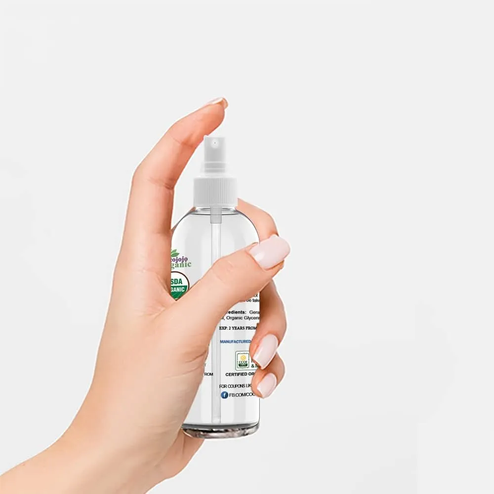 USDA Organic Geranium Mist for Skincare - Toning Mist, Face Mist Spray, Moisturizes Dry Skin, Shiny Hair Every Day, Body Mist - Geranium Essential Oil & Glycerin - Packaging May Vary (4 oz)