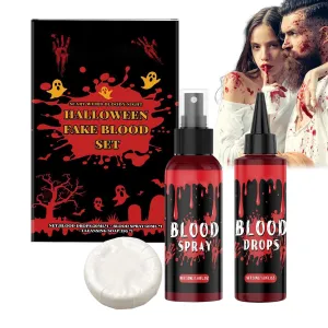 Vampire Blood, Realistic Fake Blood Makeup, Drops Spray Cleaning Soap Masquerade Props for Zombie Vampire Men Cosplay Dress up Clothes