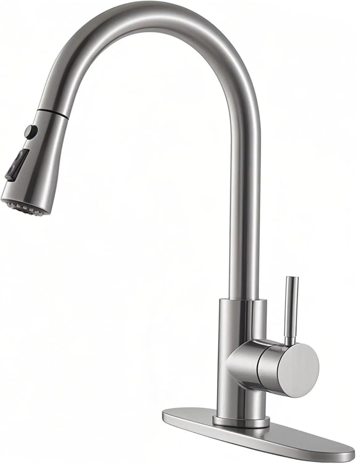 VAPSINT Kitchen Faucets, Brushed Nickel Kitchen Faucet with Pull Down Sprayer, High Arc Single Handle Pull Out Kitchen Faucets, Commercial Kitchen Sink Faucets for Farmhouse Rv Camper Laundry Bar