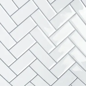 VaryPaper 20 Sheets White Herringbone Peel and Stick Backsplash 12''x12'' Back Splash Stick on Tiles for Kitchen Bathroom Waterproof Removable Vinyl Backsplash Self Adhesive Chevron Wall Tile Sticker
