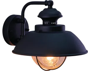 VAXCEL Harwich 1 Light Black Coastal Barn Dome Outdoor Wall Lantern Clear Glass