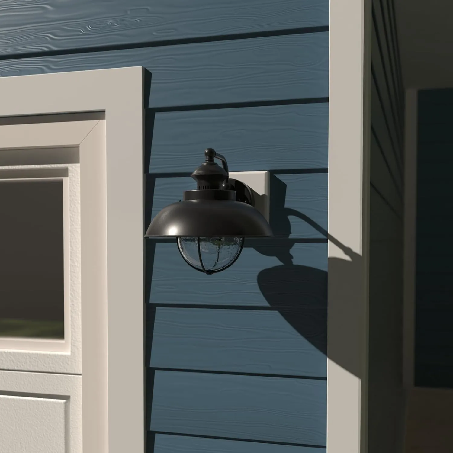 VAXCEL Harwich 1 Light Black Coastal Barn Dome Outdoor Wall Lantern Clear Glass