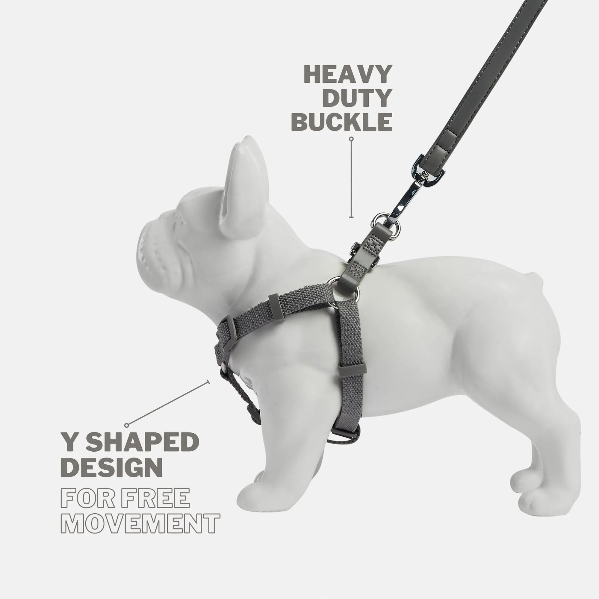 Vegan Leather & Nylon Dog Harness & Lead Set | Ash Grey