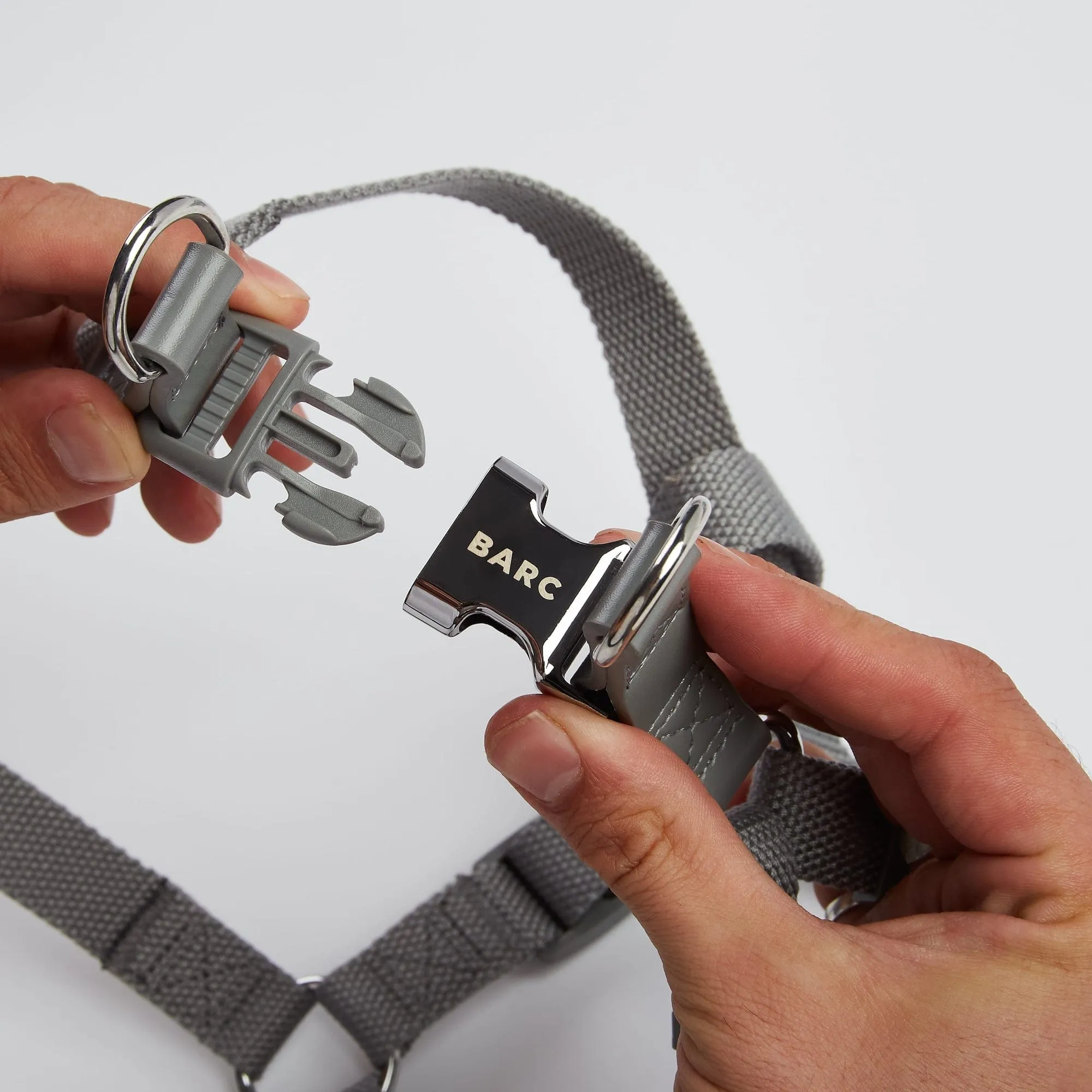Vegan Leather & Nylon Dog Harness & Lead Set | Ash Grey