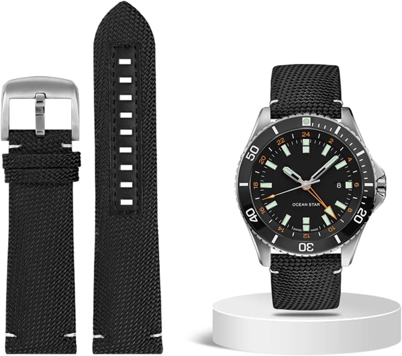 VELORE 22mm Nylon Waterproof Watchband for Mido M026.629/430 Ocean Star M042.430 Replacement Bracelet Band Men's Accessories