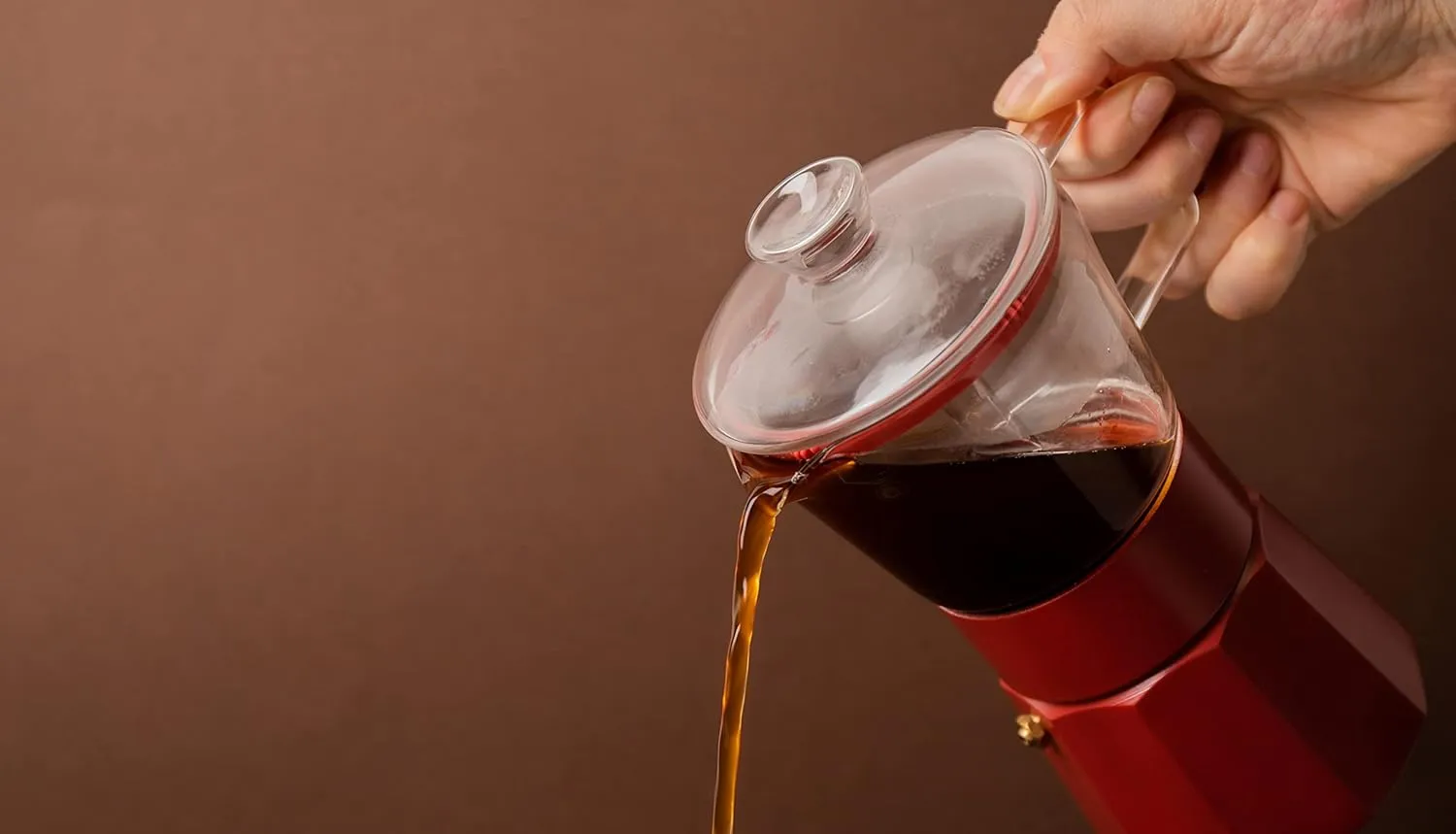 Verona Glass Espresso Maker, Red, 6 Cup, Gift Boxed