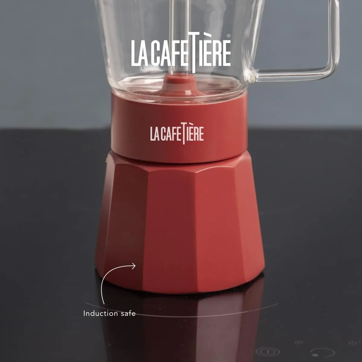 Verona Glass Espresso Maker, Red, 6 Cup, Gift Boxed