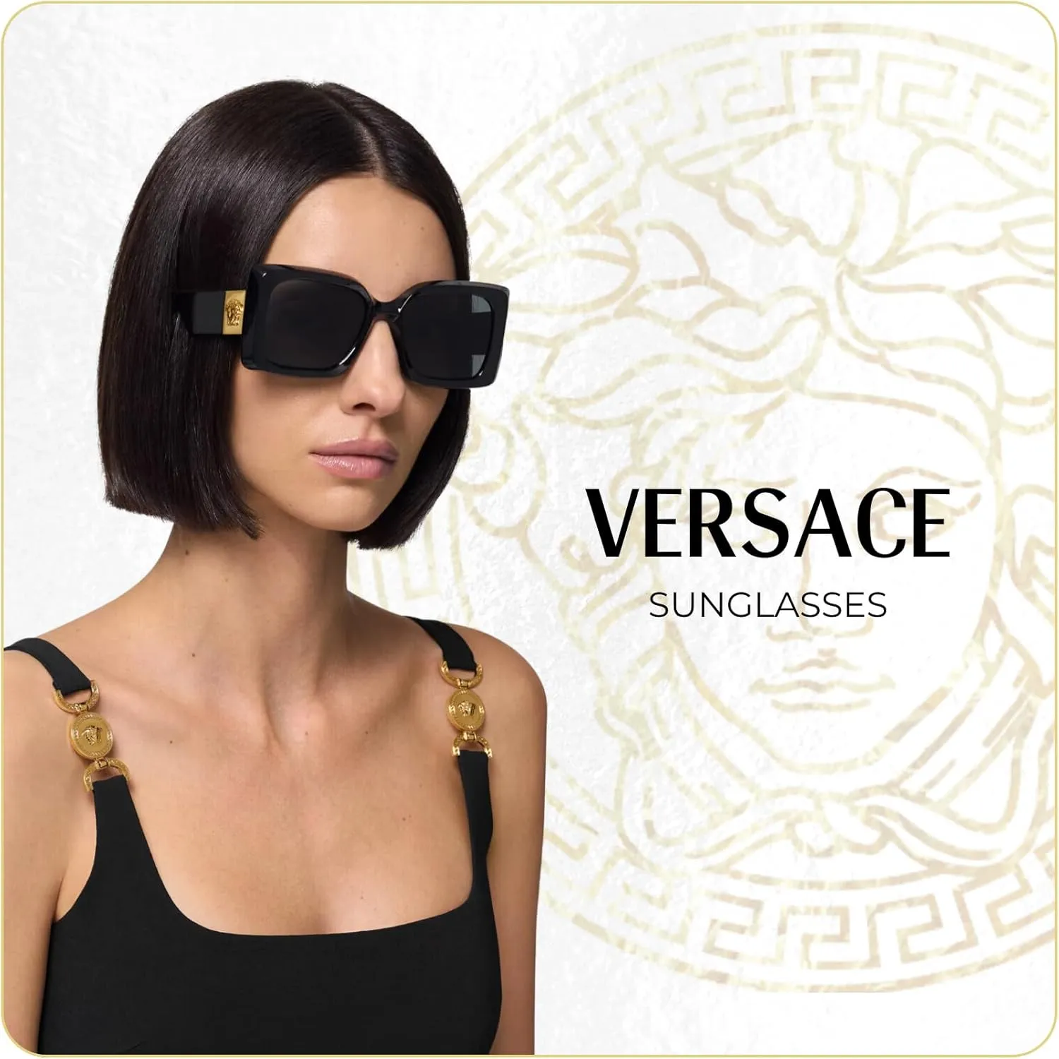 Versace VE4361 Rectangular Sunglasses For Men For Women   BUNDLE with Designer iWear Eyewear Kit