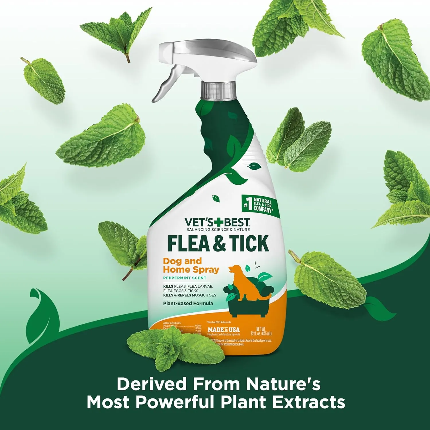 Vet’s Best Flea and Tick Home Spray – Plant-Based Flea and Tick Treatment for Dogs and Indoor Use – Natural Spray with Essential Oils for Pest Control in Home – 32 oz Bottles, 2 Pack