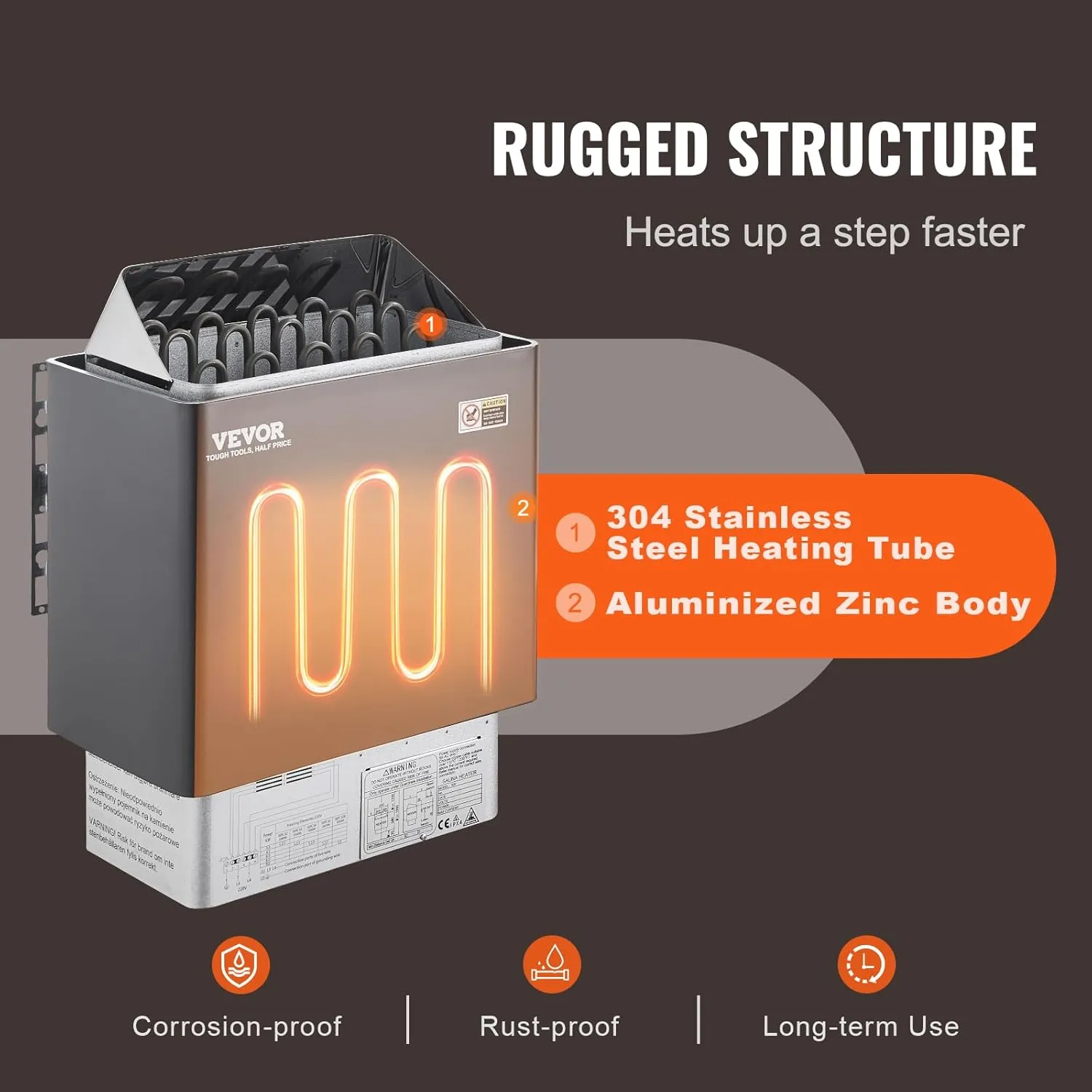 VEVOR Sauna Heater, 9KW 220V Electric Sauna Stove, Steam Bath Sauna Heater with External Digital Controller, 3h Timer & Adjustable Temp for Max. 317-459 Cubic Feet, Home Hotel Spa Shower FCC Certify