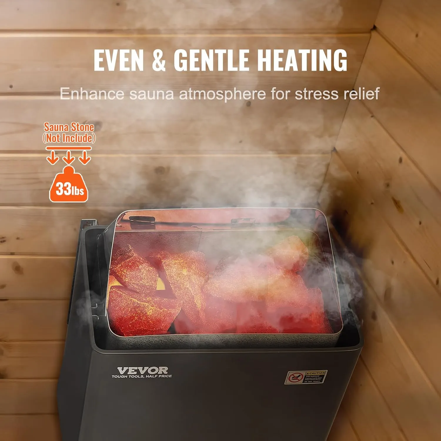 VEVOR Sauna Heater, 9KW 220V Electric Sauna Stove, Steam Bath Sauna Heater with External Digital Controller, 3h Timer & Adjustable Temp for Max. 317-459 Cubic Feet, Home Hotel Spa Shower FCC Certify