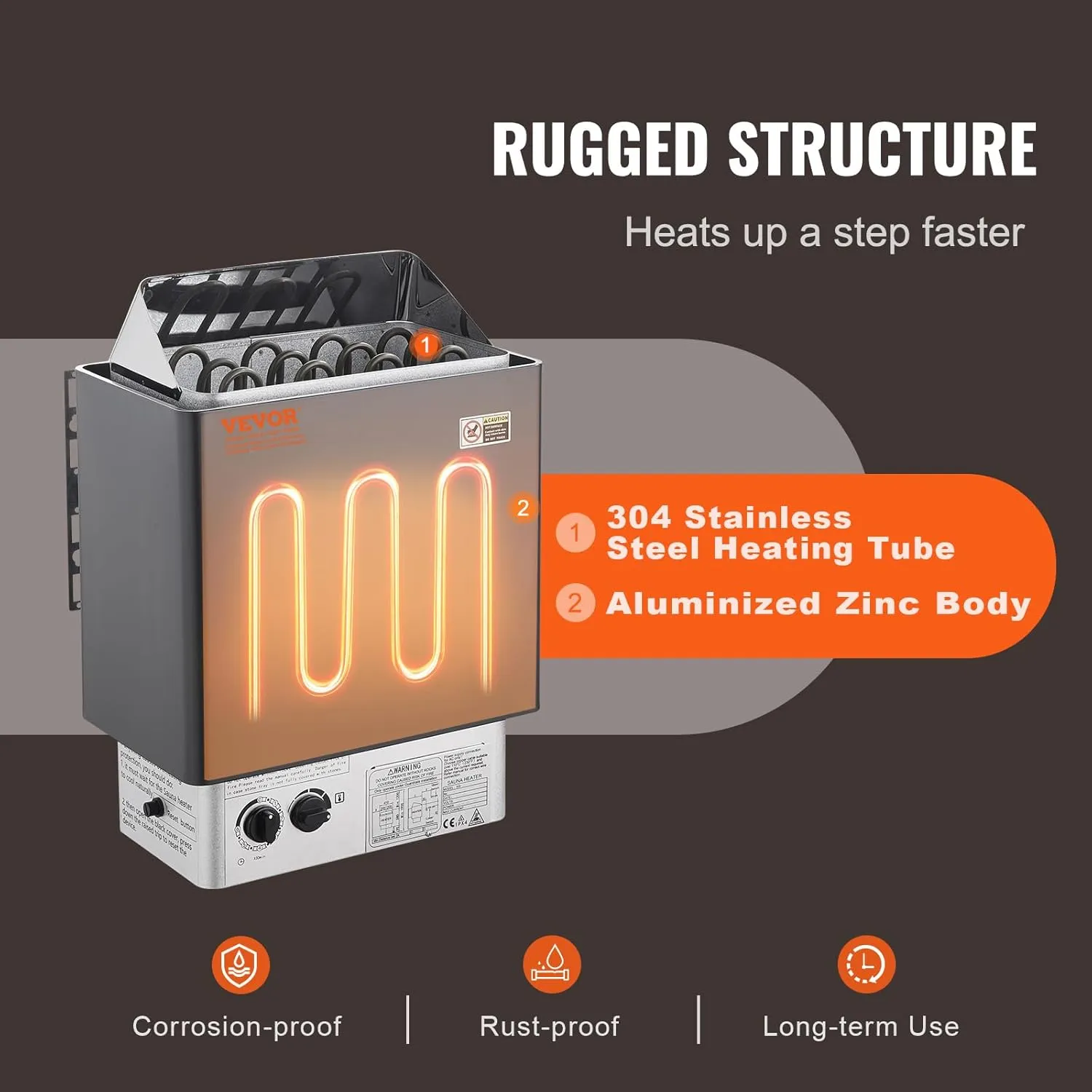 VEVOR Sauna Heater,220V Electric Sauna Stove, Steam Bath Sauna Heate 3h Timer and Adjustable Temp for Max. 176-318 Cubic Feet, Home Hotel Spa Shower Use (6KW) FCC Certification