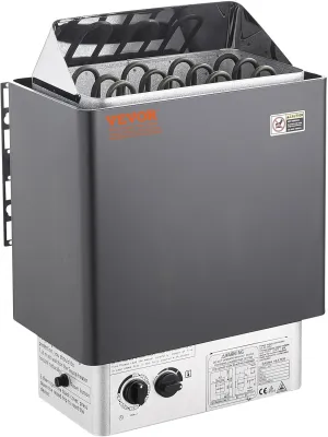 VEVOR Sauna Heater,220V Electric Sauna Stove, Steam Bath Sauna Heate 3h Timer and Adjustable Temp for Max. 176-318 Cubic Feet, Home Hotel Spa Shower Use (6KW) FCC Certification