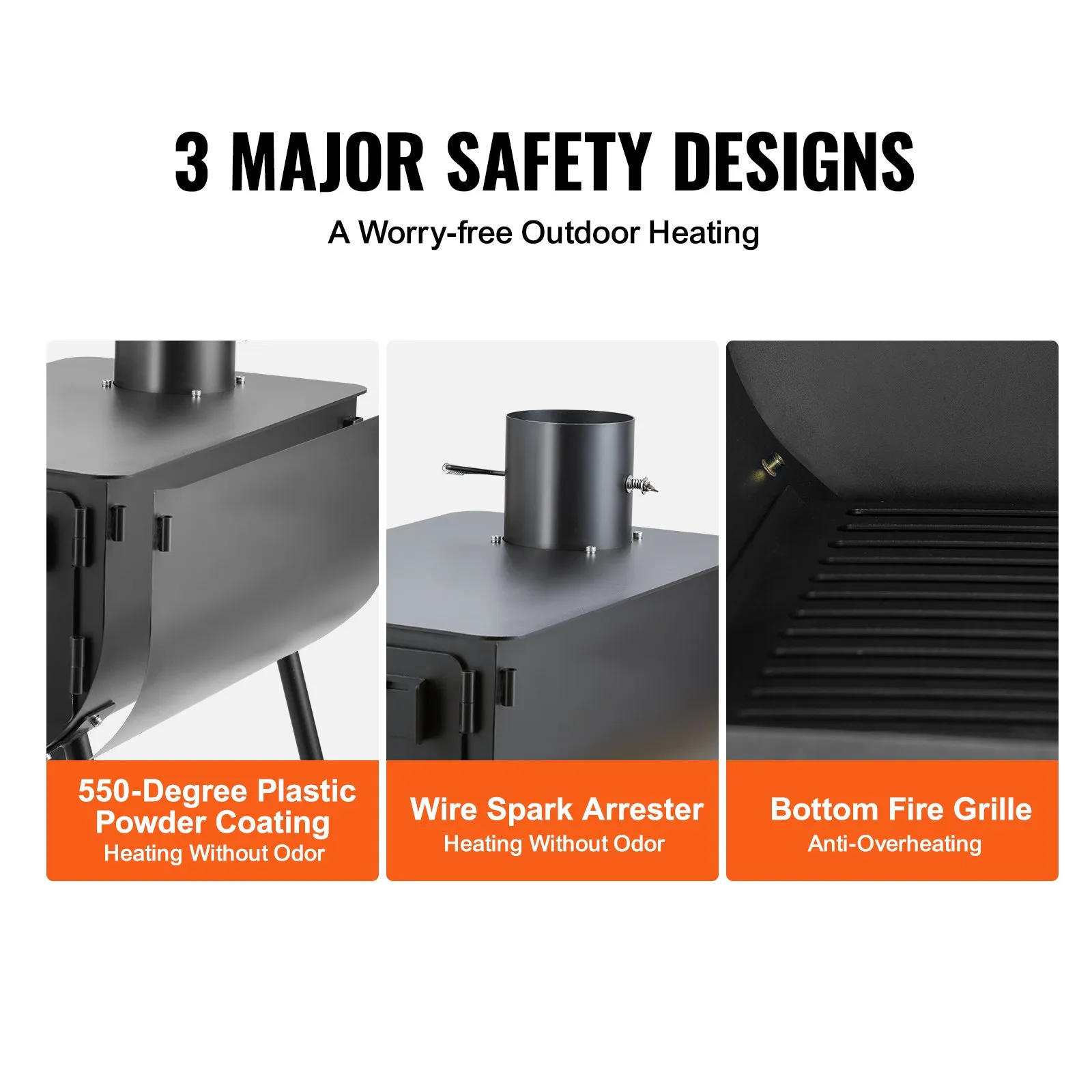 VEVOR Wood Stove, 118 inch, Alloy Steel Camping Tent Stove with Chimney Pipes & Gloves