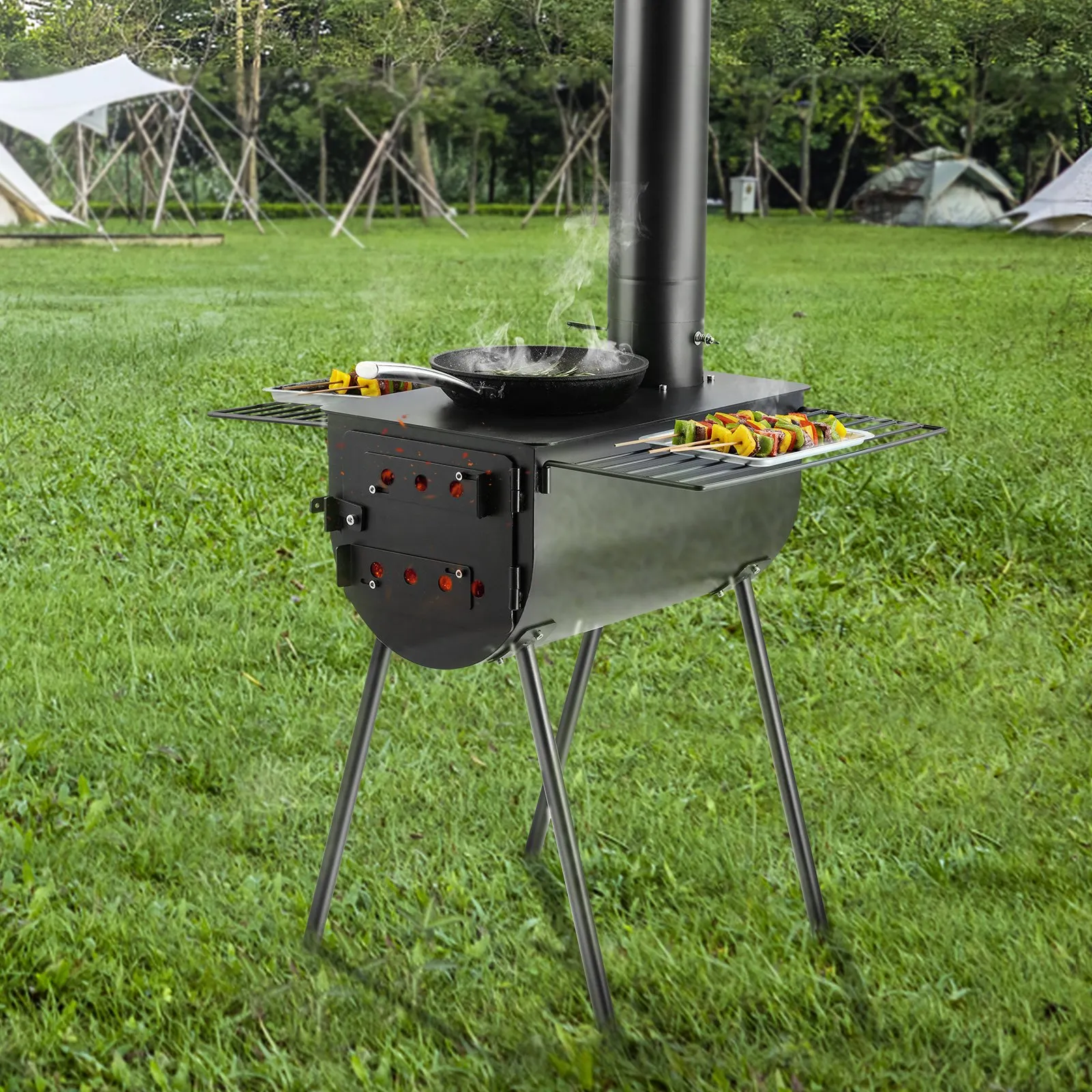 VEVOR Wood Stove, 118 inch, Alloy Steel Camping Tent Stove with Chimney Pipes & Gloves
