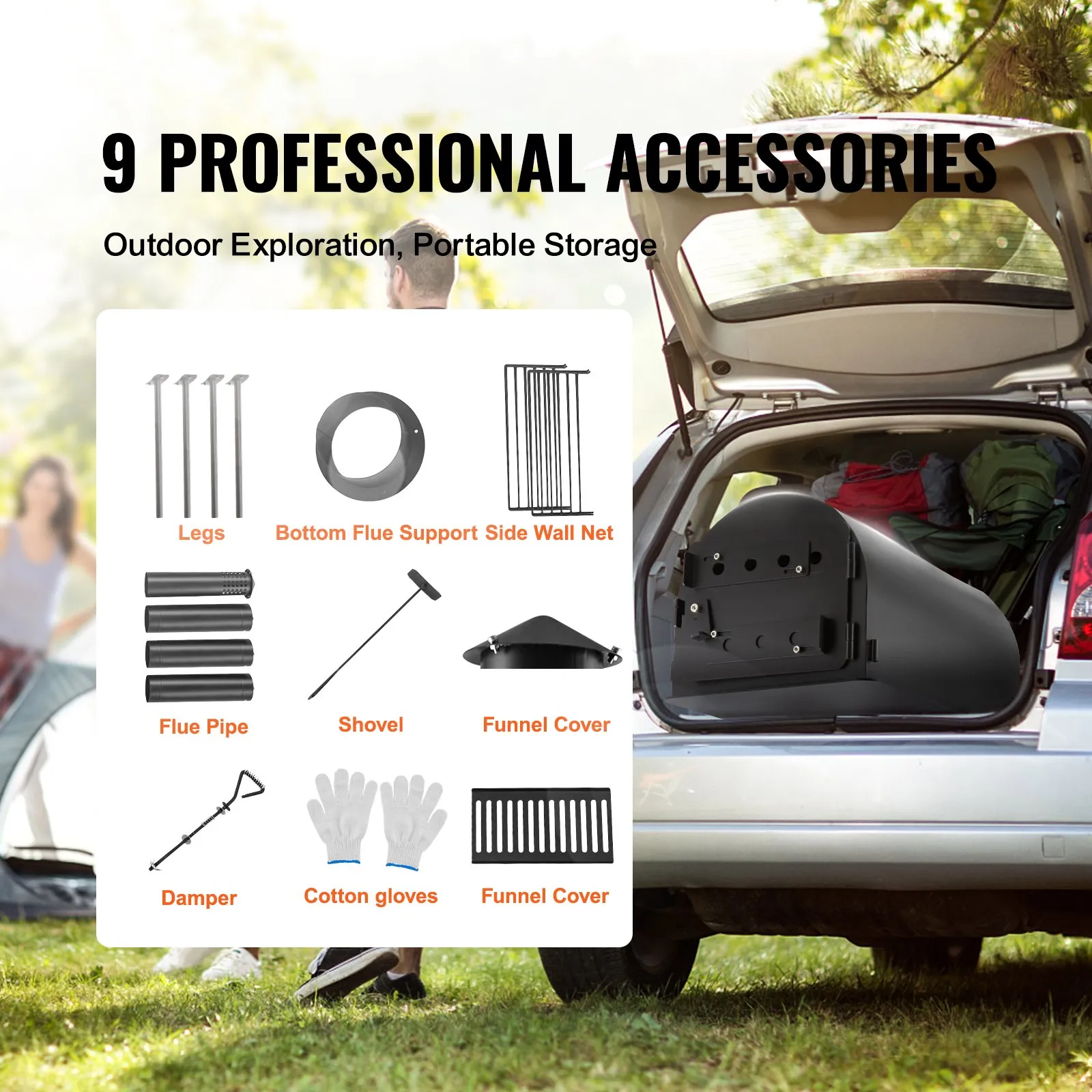 VEVOR Wood Stove, 118 inch, Alloy Steel Camping Tent Stove with Chimney Pipes & Gloves