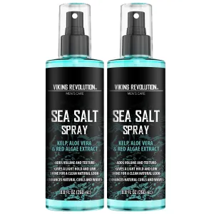 Viking Revolution Sea Salt Spray for Hair Men - Hair Texturizing Spray with Kelp, Aloe Vera & Red Algae Extract - Surf Spray to Add Volume and Texture- Sea Salt Spray for Men Beach Hair Spray (2 pack)