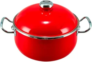 VITA 6-Quart Dutch Oven (Red) with Lid for All Stove Tops (Enamel on Steel) Dishwasher & Oven Safe up to 500 ℉ - Quick & Even Heat Distribution - Enameled Interior is Non-Reactive & Easy to Clean