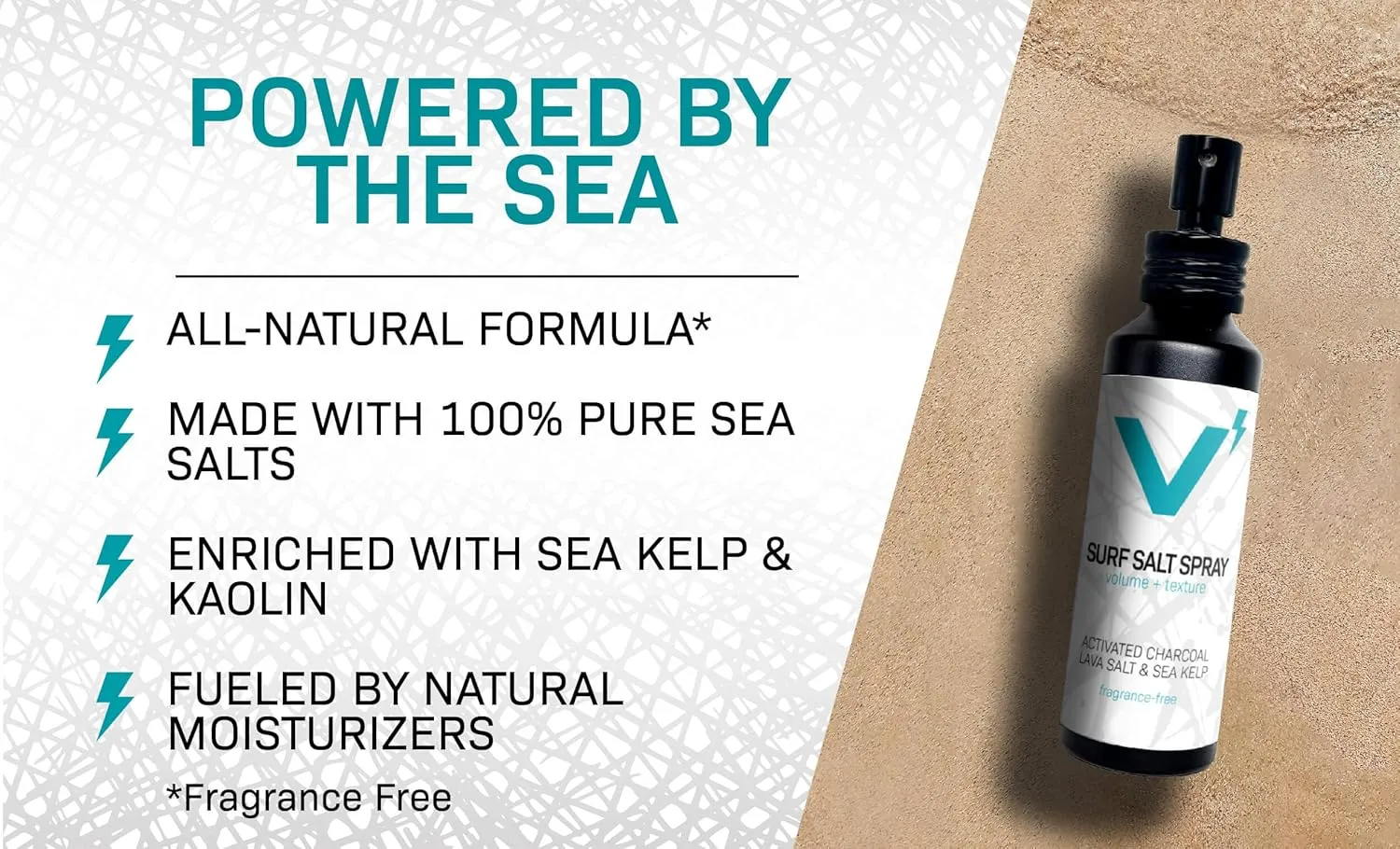 VOLT Surf Sea Salt Spray for Hair & Beard – Natural Volumizing & Texturizing Spray with Activated Charcoal, Kaolin & Sea Kelp – Aerosol-Free, Travel-Size, Aluminum Bottle - Outback, 5 Fl Oz (150ml)
