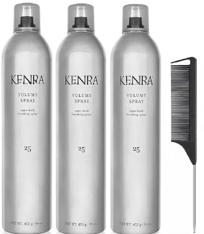 Volume Hairspray - Super Hold Finishing Spray #25 - It Leaves Hair Looking Natural And Shiny - 16 Ounce - Includes Tail Comb (Pack Of 3)