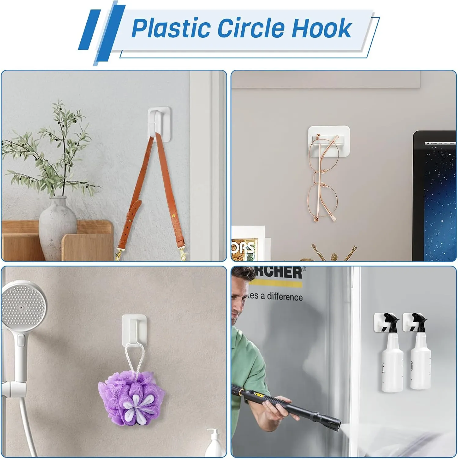 Wall-Mounted Spray Bottle Storage Rack, Universal Spray Bottle Holder with Removable Hooks, Hanging Rail Car Beauty Shop Accessory Display & Mobile Detailing Tools Hanger & Organizer for Garage