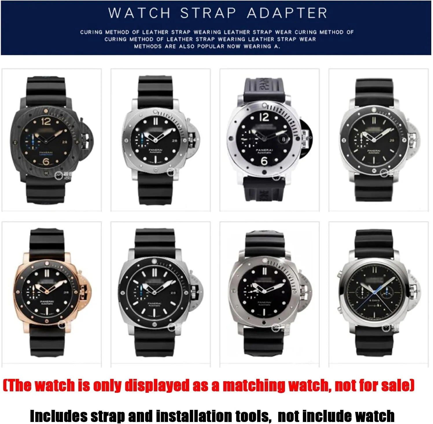 Watch Strap for PANERAI Wristwatch Straps Silicon Rubber Watch Band Replacement with Tool Accessories