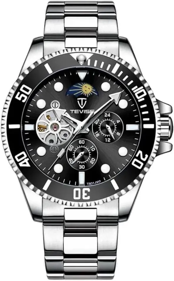 Watches for Men Automatic Hand-Winding Wristwatch Skeleton Tourbillon Mechanical Watches Classic Luxury Multifunctional Men Watch