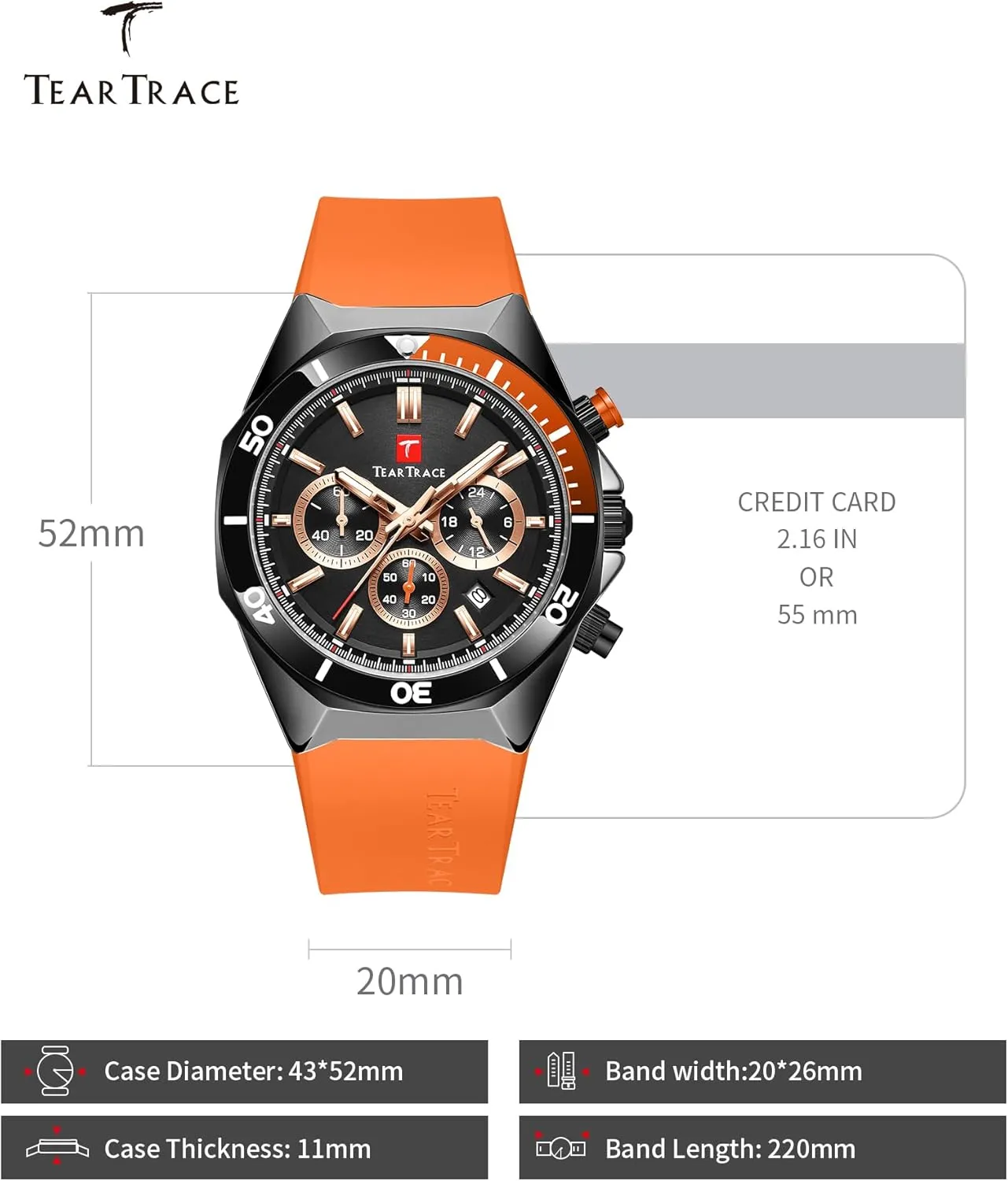 Watches for Men Luxury Chronograph 3ATM Waterproof Quartz Sport Wrist Watches Multifunctional with Silicone Strap Casual Work Mens Watches