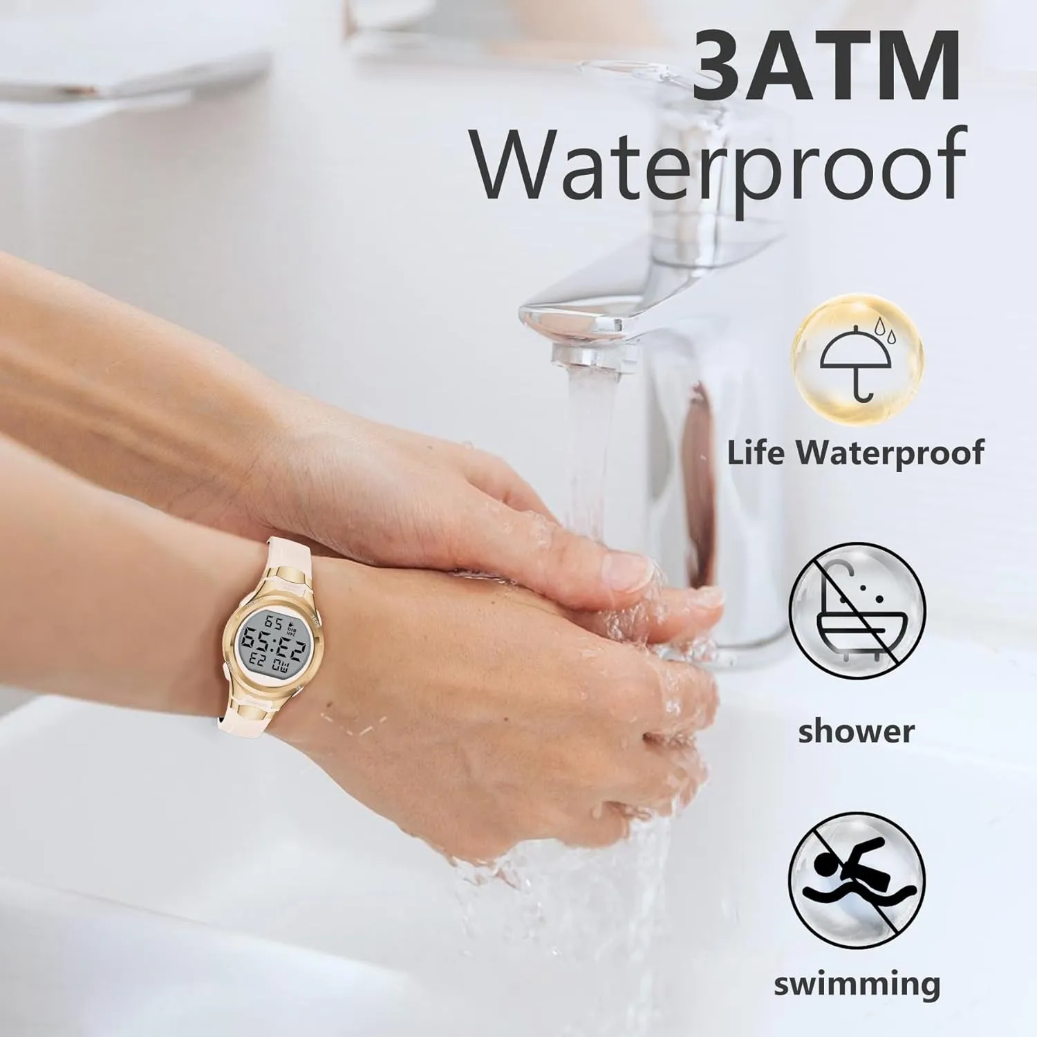 Watches for Women Sport Digital Womens Watch Waterproof with Silicone Strap Alarm/Stopwatch/Chronograph/LED Back Light